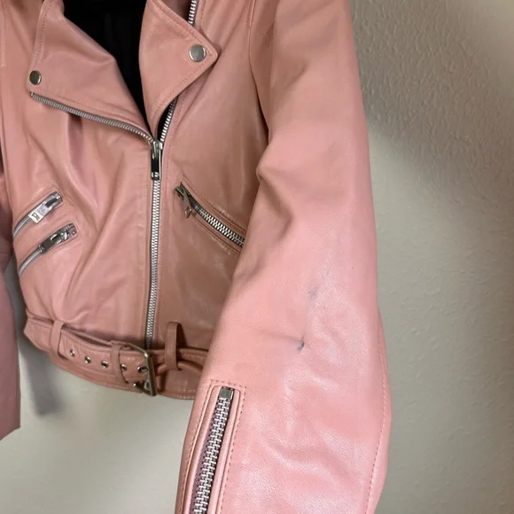 Walter Baker Allison Leather Moto Jacket In Ballet XS - Picture 5 of 9